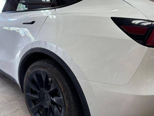 Tesla Quarter Panel Dent After Cookeville Dent Repair