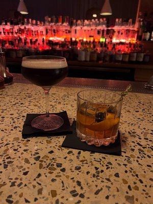 Espresso martini and old fashioned