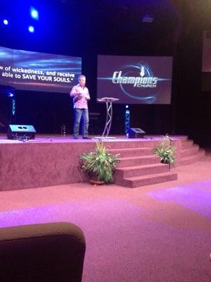 Pastor Nolan Edwards speaking at Champions Church