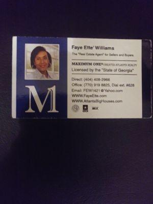 Faye Ette Williams -Maximum One Realty