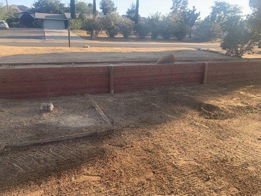 Retaining wall after