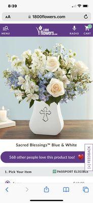 What the flower bouquet was supposed to be...large and blue and white.