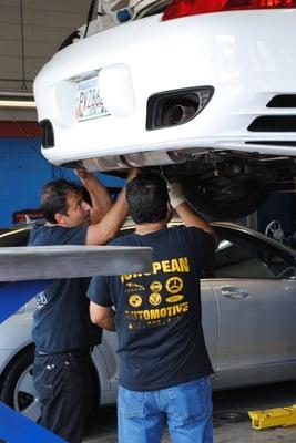 Working on a Porsche 911 Turbo