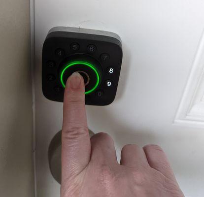 We setup so you can open your door with biometric (fingerprint) and/or code for easy access to your home.