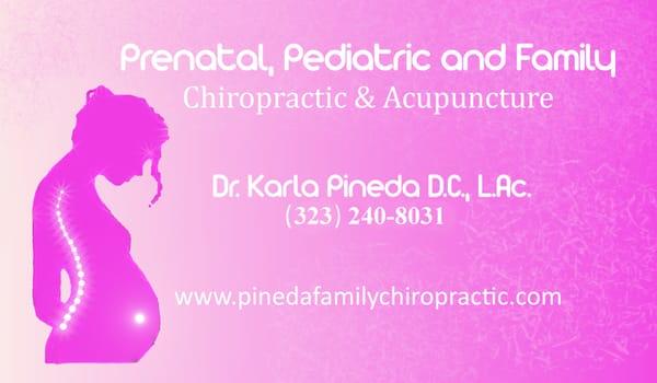 Dr. Karla Pineda D.C., LAc.
 323-240-8031
 info@pinedafamilychiropractic.com