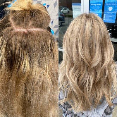 Before and after balayage