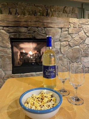 Honey Wine by the fire on a cold April day!