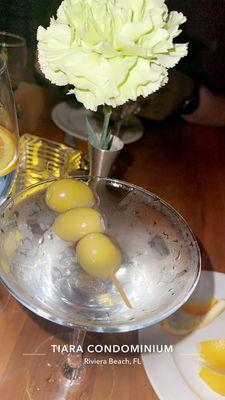 Dirty Martini stuffed fresh with blue cheese olives!!