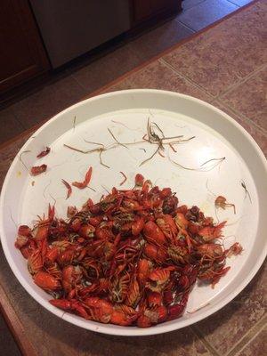 They were much cleaner last year.  This came out of a handful of crawfish. My corn and potatoes had a lot of debris on it too.