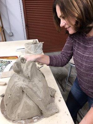 Our sculpture classes allow students an opportunity to explore different sculpture techniques without the use of an armature.