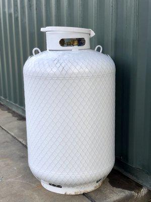 100 gallon (420#) bulk propane tank. Greco Gas delivers and fills residential propane.