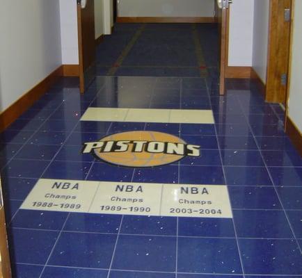 Here's some custom tile work we did at the Palace of Auburn Hills after the Detroit Pistons won the championship.