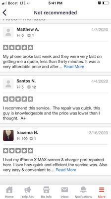 The 3; 5 star reviews yelp didn't post! Lol. Check out our Facebook for other reviews