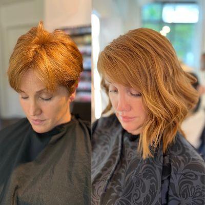 Pixie cut to layers bob with hair extensions