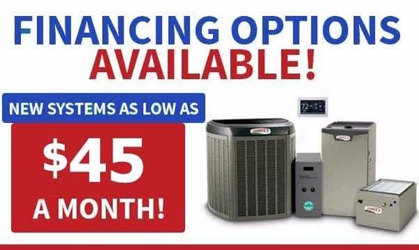 Financing is available in your area for new Air Conditioning installations and repairs.