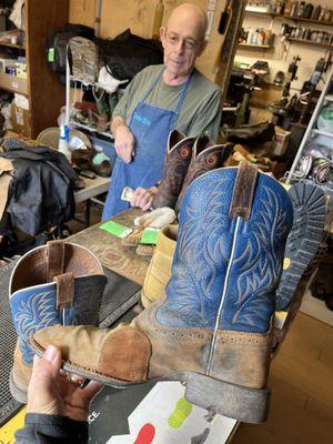 Cowboy boot repair! Patch work