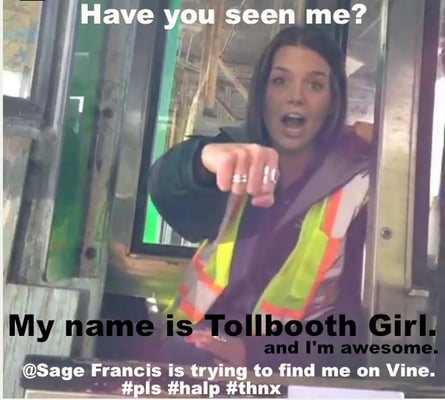 My friend Sage Francis was locating his long lost love. Anybody seen her? #tollboothgirl