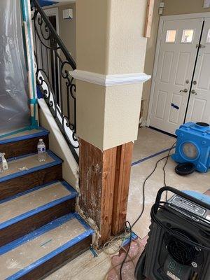 Staircase water damage