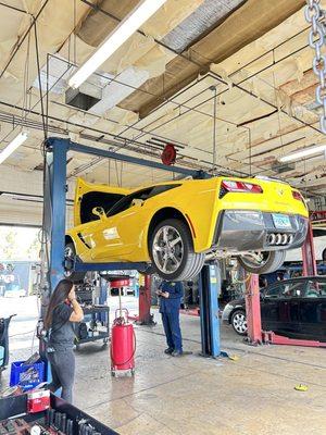 Oil change. That's Janelle in photo, nice customer service