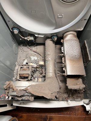 Dirty interior of dryer