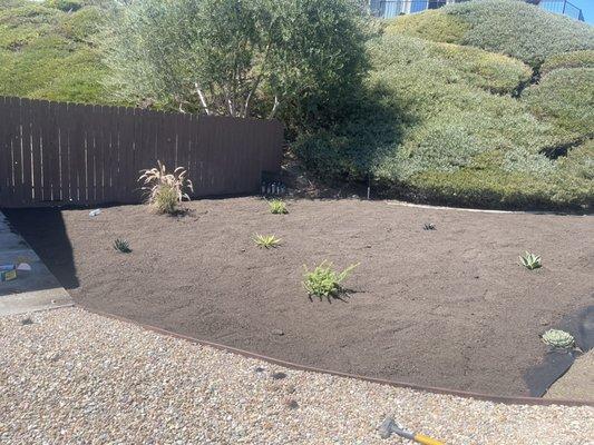 Weed barrier and mulch stage