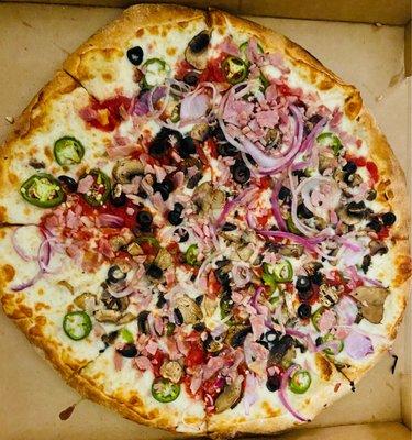 Original Pizza   Build Your Own - Large (16"): ham, black olives, mushrooms, onions, jalapeños