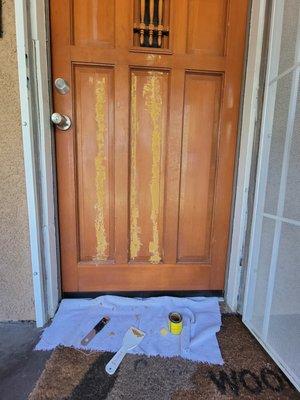 Save our door! - filling and sanding