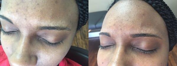 Before and after eyebrows threading.