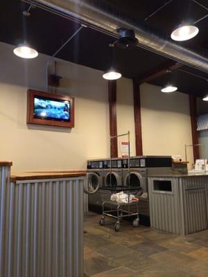 Front loading washing machines and the TV.