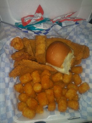 Fish and Shrimp with the tatar tots