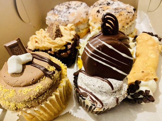 Cookies and cream cupcake, Cannoli, donuts