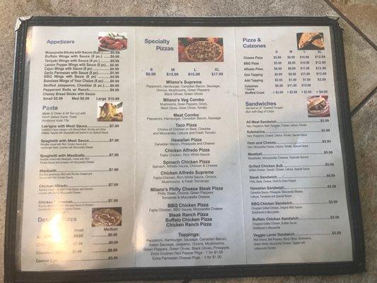 Regular menu