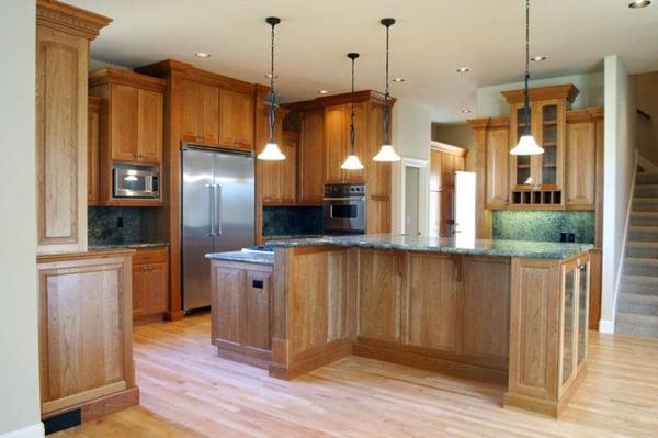 Red oak hardwood floors; water base finish