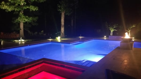 Color changing LED lighting adding inside pool and spa.