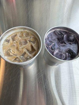 iced ube latte and pandan latte