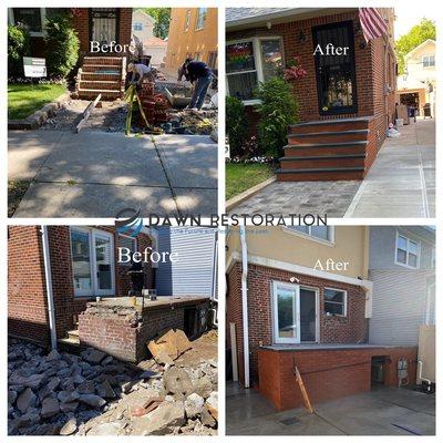 Blue stone Steps and porch renovation by Dawn Restoration