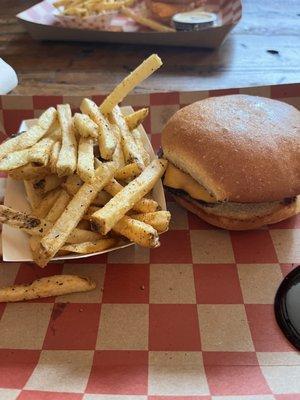 Cheeseburger and fries