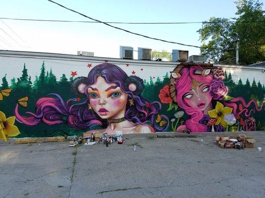 Cool murals by miami artists didirok and amanda vandes on the back of shop n save