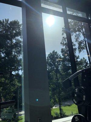 Working out after work? Bring sun glasses & sunblock. Power racks & most of the cardio equipment get direct sun light in the afternoon