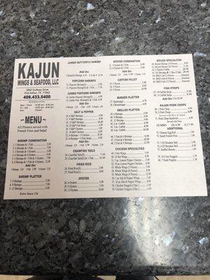 New and updated menu 2020