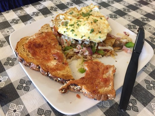 Homestead Hash. Fantastic! Breakfast ends at 10:30.