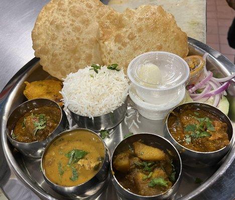 Delicious Bengali thali items