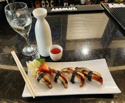 Unagi Sashimi & Kikkoman Plum Wine & Asian Pear Sake