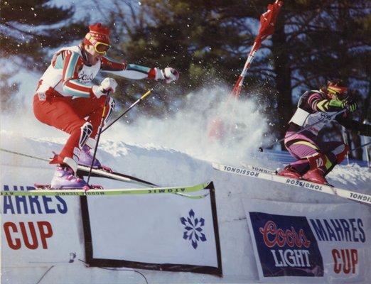 Owner, John Bradley, racing World Pro Champion Roland Pfiefer of Austria, 1991