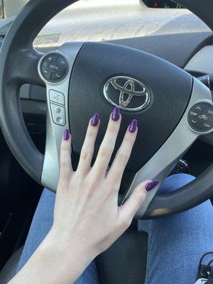 Purple coffin nails