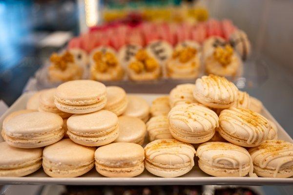 Wedding and Cheesecake Macarons, photo by EatLafayette