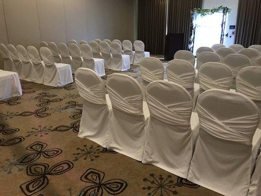 White Criss cross chair covers