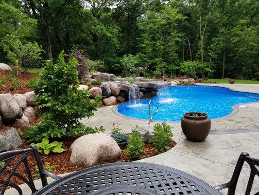 Relax with your own waterfall and pool.