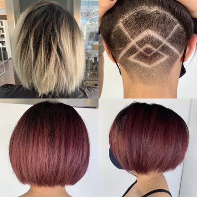 Undercut design with a beautiful berry color