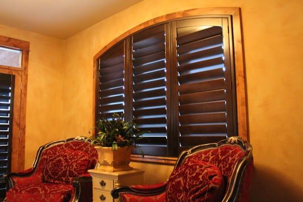 Arch top plantation shutters in Longmont, Colorado!